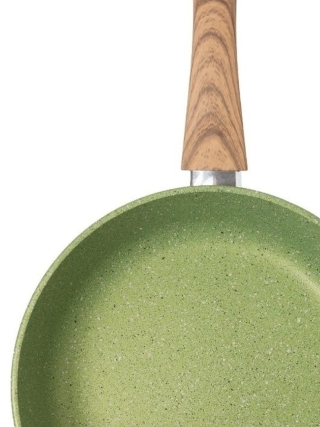 مقلاة الومنيوم طبقة جرانيت غير لاصقة 28 سم بمقبض خشبي