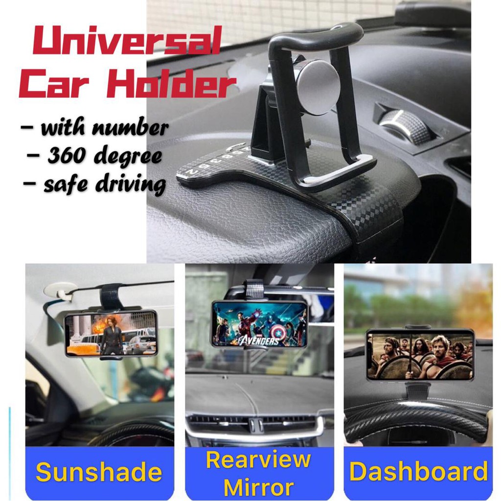 حامل موبايل سيارة مشبك دوار يثبت علي التابلوه للقيادة بأمان