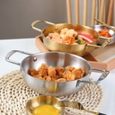 طاسة لتسوية وتقديم الطعام من الفولاذ مطلي باللون الذهبي 18 سم