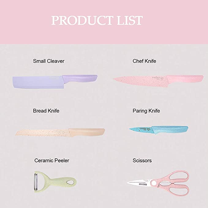 طقم سكاكين جرانيت الوان