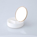 علبة اكليريك مقسمة لتنظيم الاكسسورات والمجوهرات بغطاء خشبي بمرايا