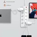 مشترك كهربائي كبير يتكون من 10 فيشة و 5 منافذ يو اس بي ومنفذ تايب سي مضاد للأشتعال