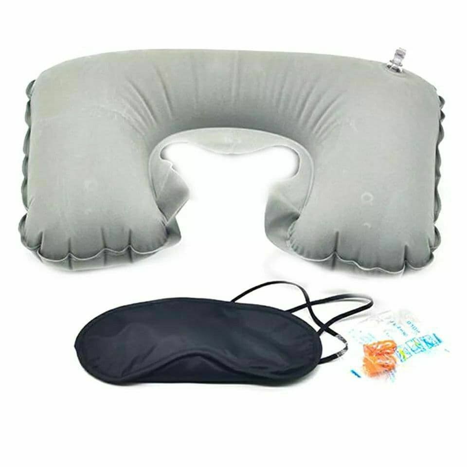 طقم مخدة الرقبة وغمامة العين وسدادة الأذن للسفر والرحلات