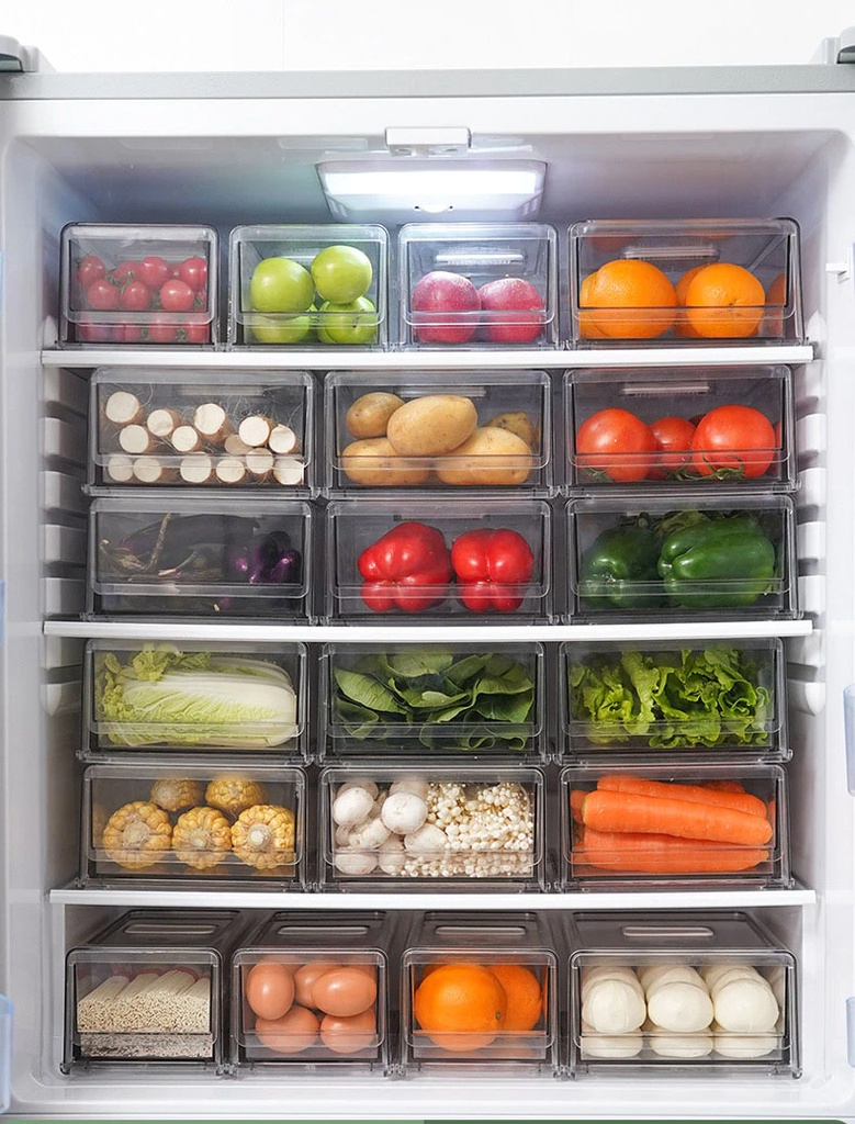 درج اكليريك منظم وحامل للفواكه والخضروات بغطاء محكم الغلق