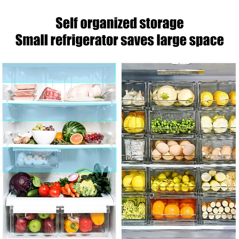 درج ثلاجة بمصفاه منظم وحامل للفواكه والخضروات بغطاء محكم الغلق من الاكليريك الشفاف