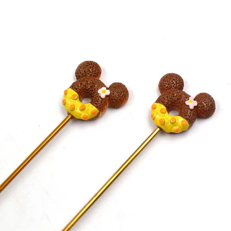 طقم معالق وشوك ميكي ماوس 4 قطع استانليس مطلي باللون الذهبي