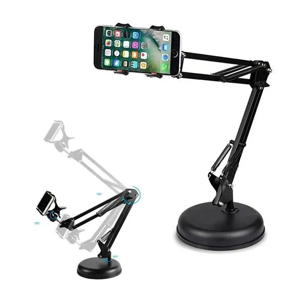 استاند حامل للموبايل والميكروفون متحرك في جميع الاتجاهات لسهولة التصوير والتسجيل والبث المباشر