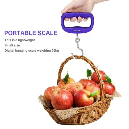 ميزان ديجيتال محمول لوزن شنط السفر بشاشة ليد رقمية مضيئة سهلة القراءة
