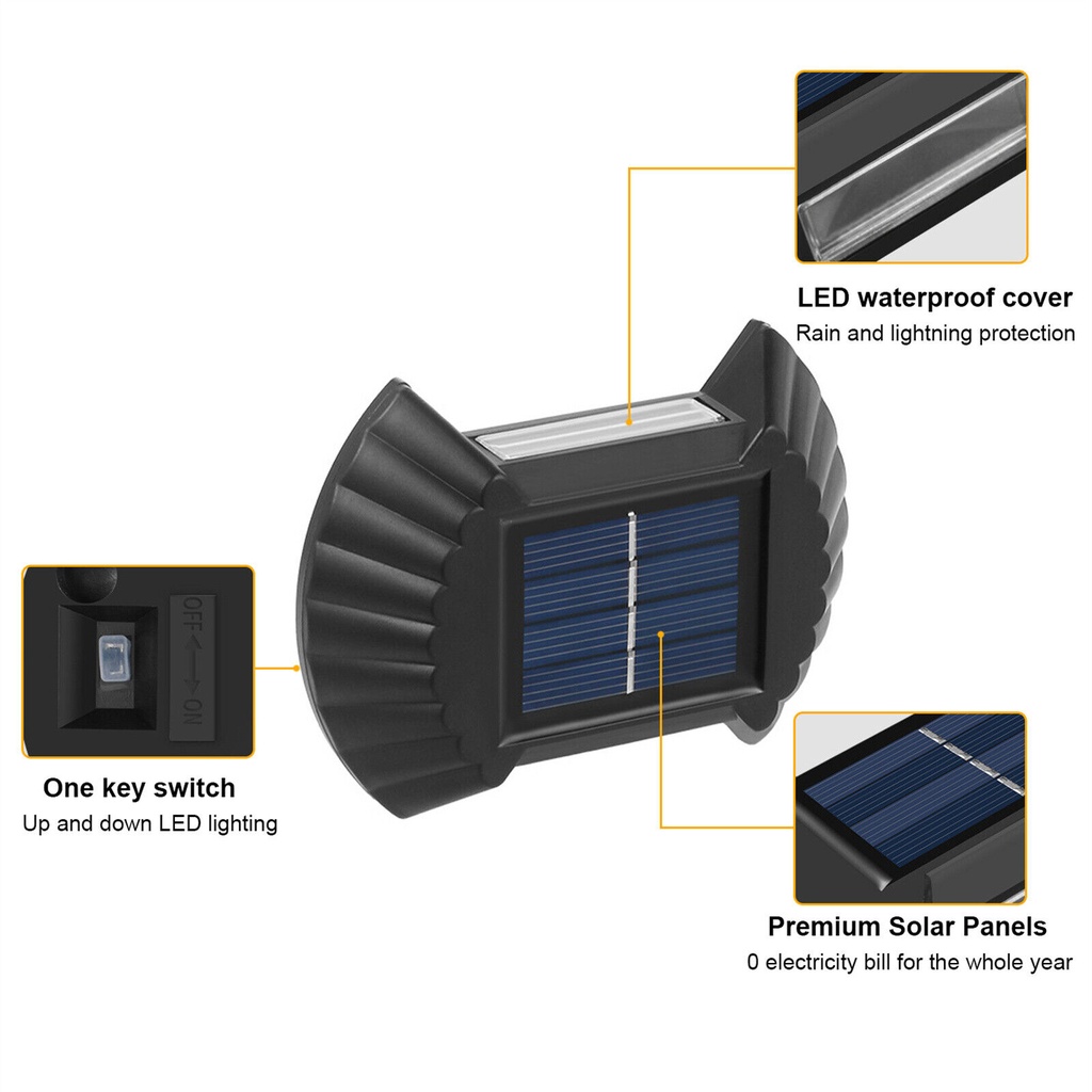 كشاف ليد حائطي يعمل بالطاقه الشمسية ويضئ تلقائيآ في الليل 4 قطع وتربروف للعمل تحت الامطار