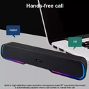 ساوند بار لاسلكي مضئ يتصل بالبلوتوث والا يو اكس بمنفذ ميكرو ويو اس بي مناسب لتشغيل الراديو وعمل المكالمات