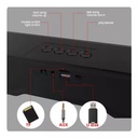 ساوند بار لاسلكي مضئ يتصل بالبلوتوث والا يو اكس بمنفذ ميكرو ويو اس بي مناسب لتشغيل الراديو وعمل المكالمات