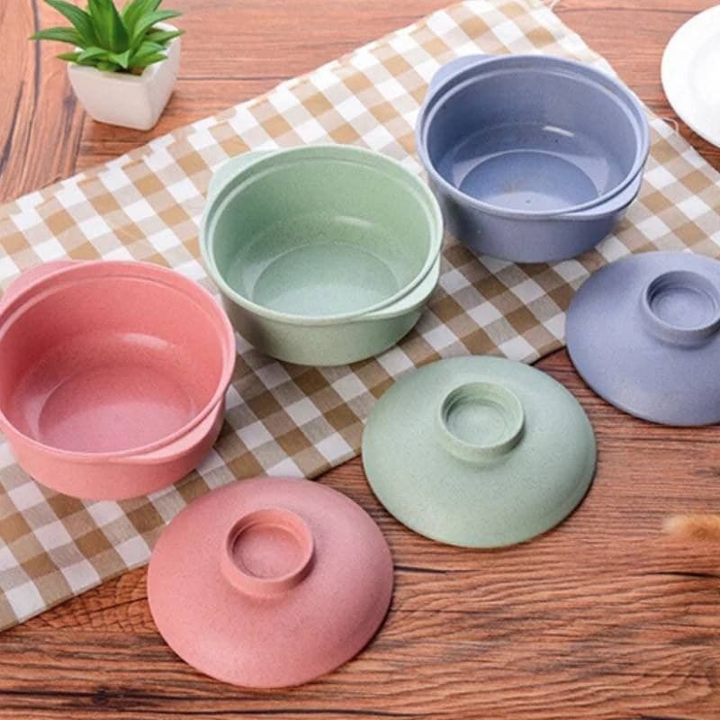 حلة الميكروويف الصحية من قش القمح بالغطاء