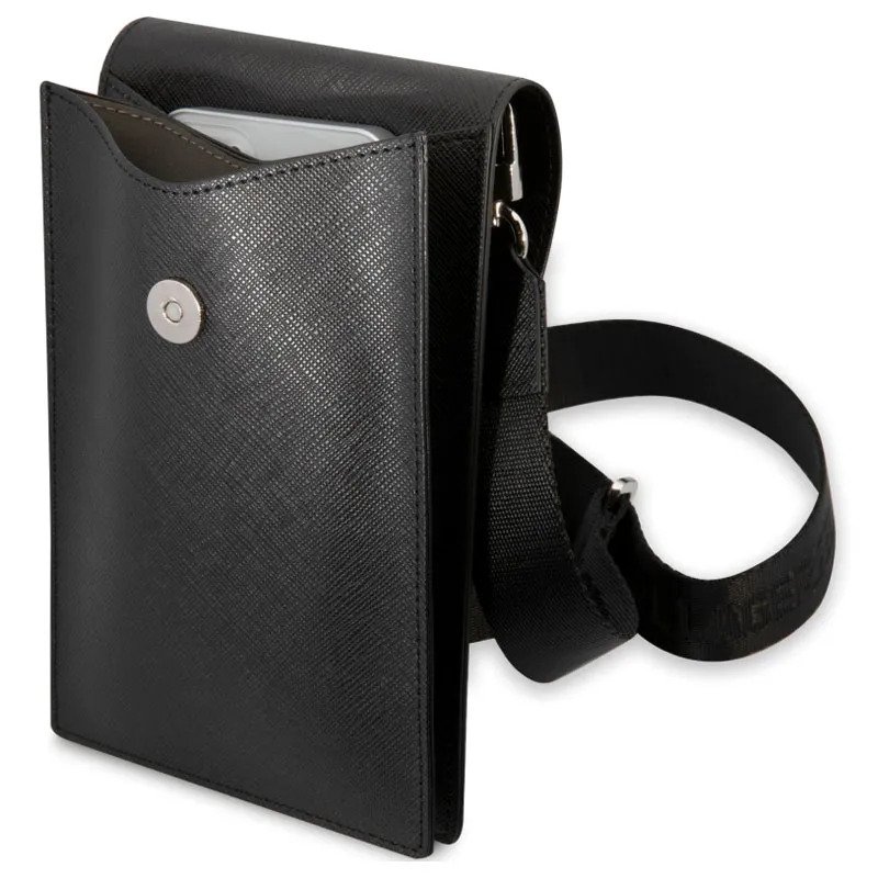 شنطة كتف كارل لاغرفيلد لحمل الموبايل والاساسيات الضرورية مع فتحات للبطاقات والكروت