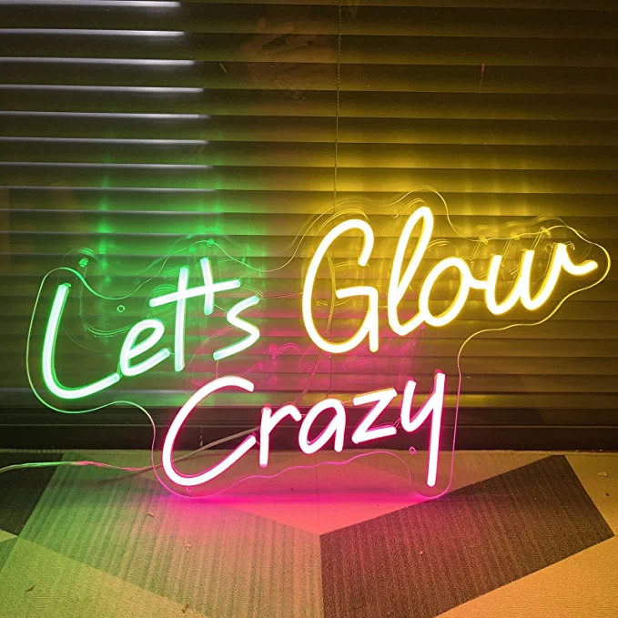 Let's Glow Crazy Neon Led Light Sign Art Decor