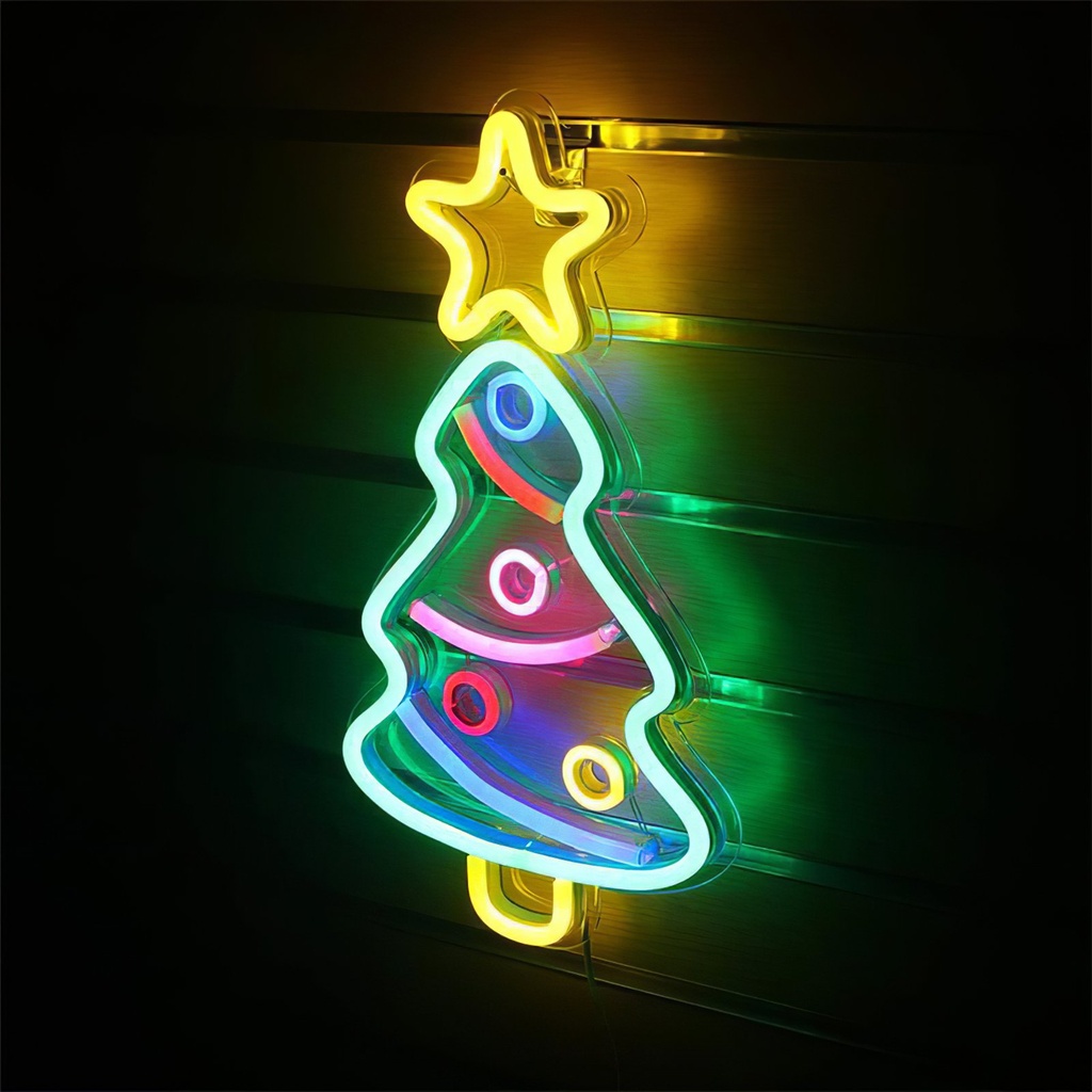 Christmas Tree with Star Neon Led Light Sign Art Decor