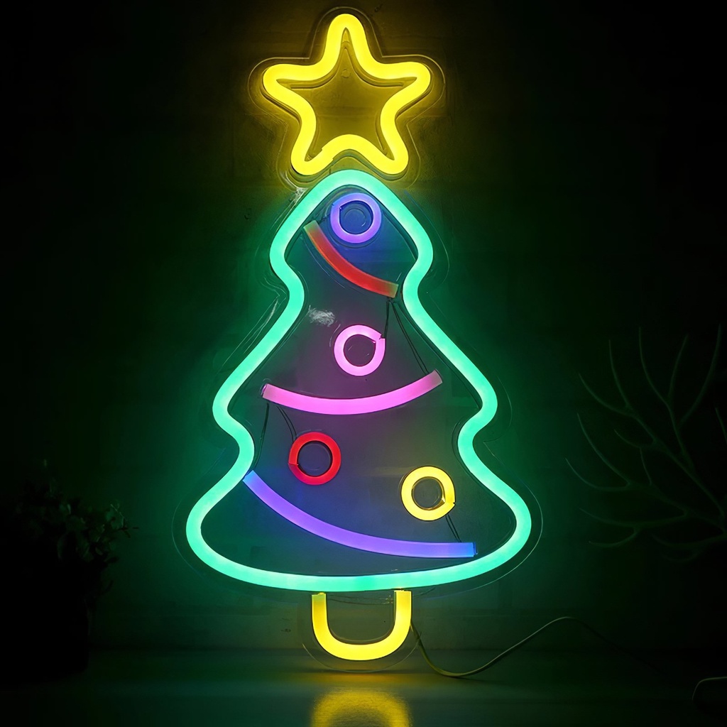 Christmas Tree with Star Neon Led Light Sign Art Decor