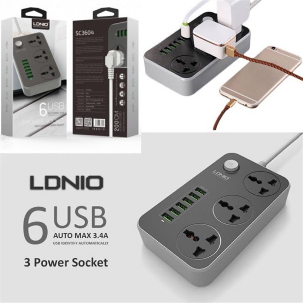 Power Socket 3 Plugs &amp; 6 USB Outlets