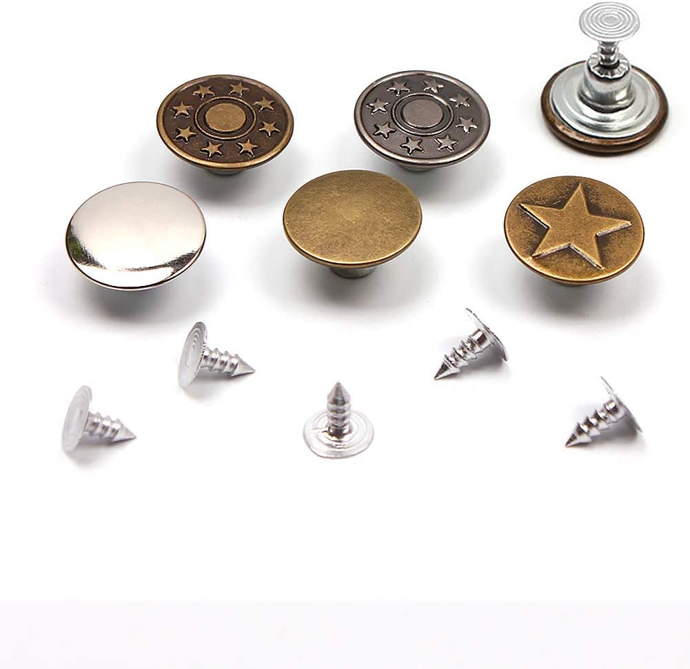 مجموعة زراير بناطيل جينز معدن سهلة التركيب بدون خياطة