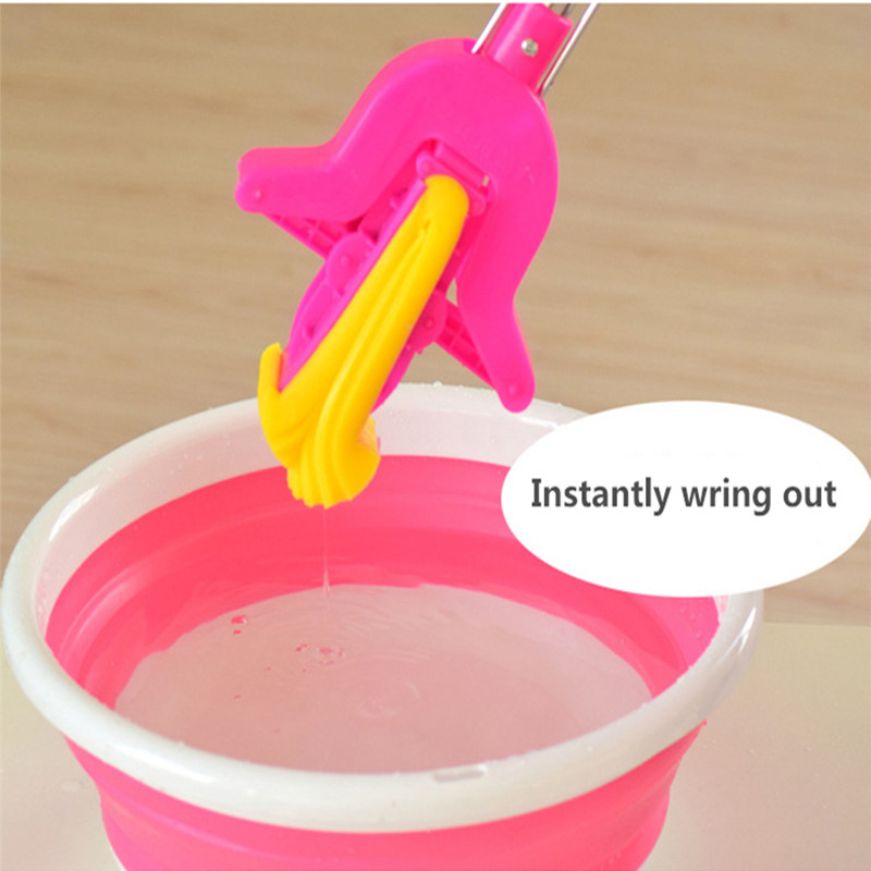 مساحة تنظيف الارضيات والباركيه والسيراميك ذاتية العصر بيد معدن طويلة بمقبض بلاستيك مريح