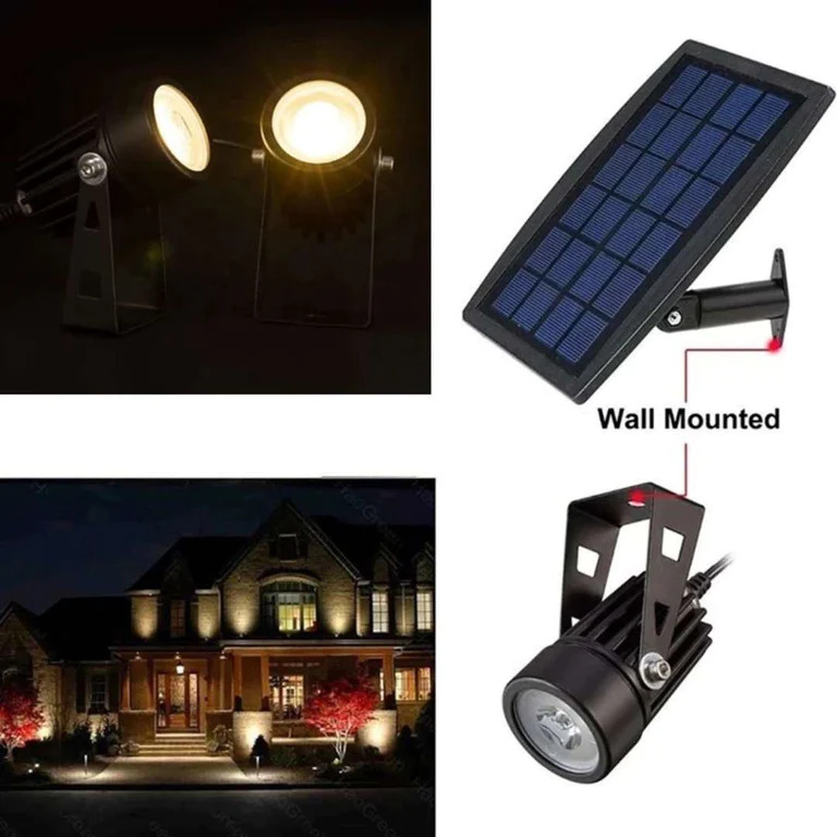 كشاف ومصباح شمسي لاضاءة الحدائق والممرات 5 قطع مع ريموت كنترول للتحكم عن بعد