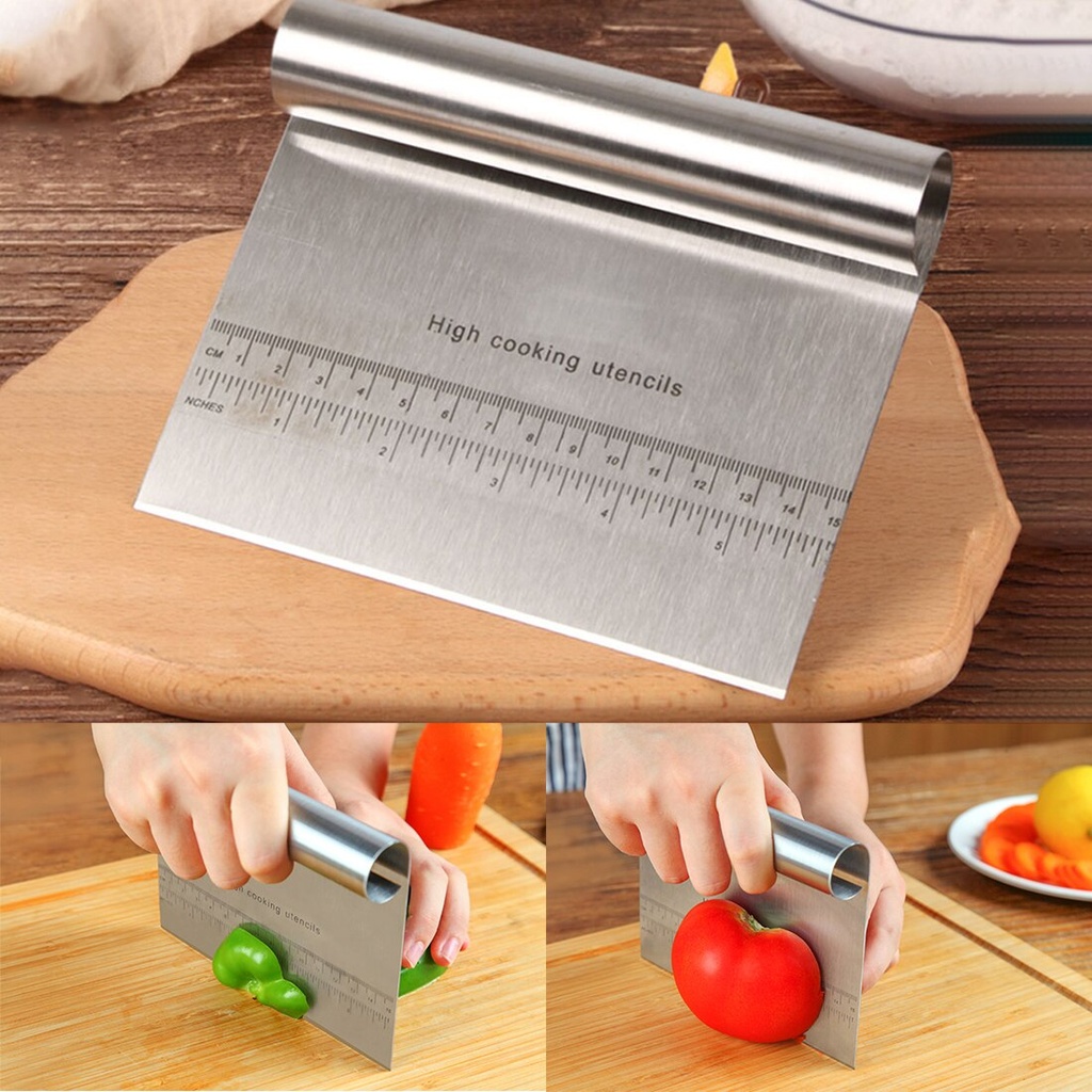 مكشطة وقطاعة استانليس ستيل بمقياس لتقطيع العجين وتزيين الكيك