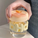 Cute glass double drinking cup with Lid &amp; Straw &amp;  for Water &amp; Juice 400 ml