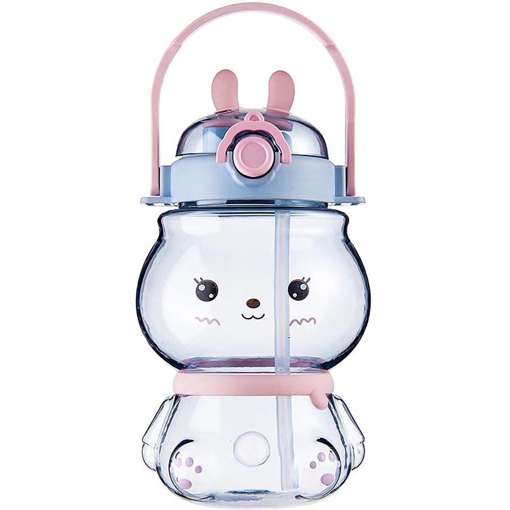 Kids Flask Cute 3D Rabbit Shape with 2 Tanks &amp; Straw with Strap for Easy Holding 1130 ml