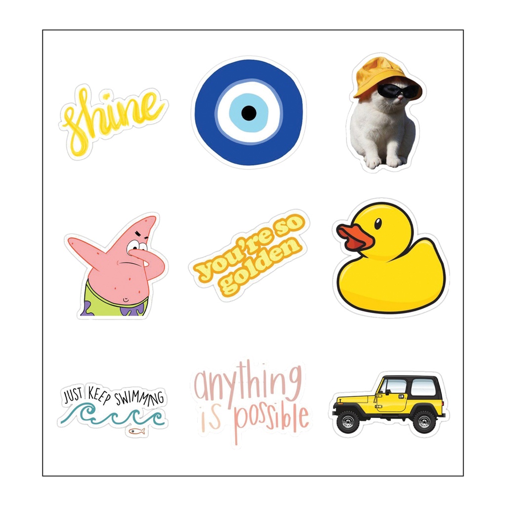 Golden Duck Vinyl Sticker Pack Reusable &amp; Waterproof