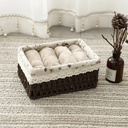 طقم باسكت خوص 3 قطع بمقاسات مختلفة ببطانه كتان لتنظيم وحمل ادوات الميكب والعناية بالشعر والبشرة