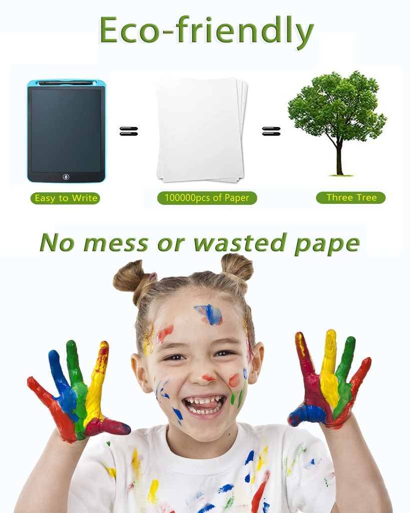 تابلت تعليمي الوان للرسم والكتابة وتنمية مهارات الأطفال شاشة 12 بوصه