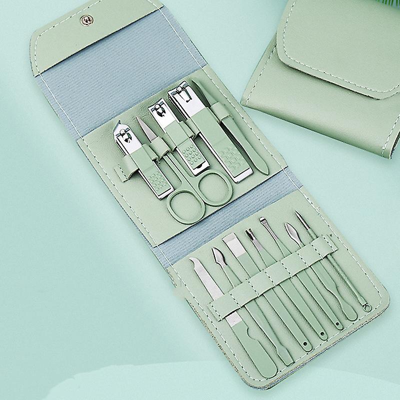 طقم باديكير 12 قطعة بمحفظة جلد للعناية بأظافر اليد والقدم