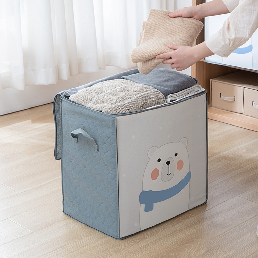 شنطة تخزين ملابس كبيرة مطبوعة باشكال كرتونية مختلفة باتنين يد لسهولة الحمل والتنقل متعددة الاستخدامات ا