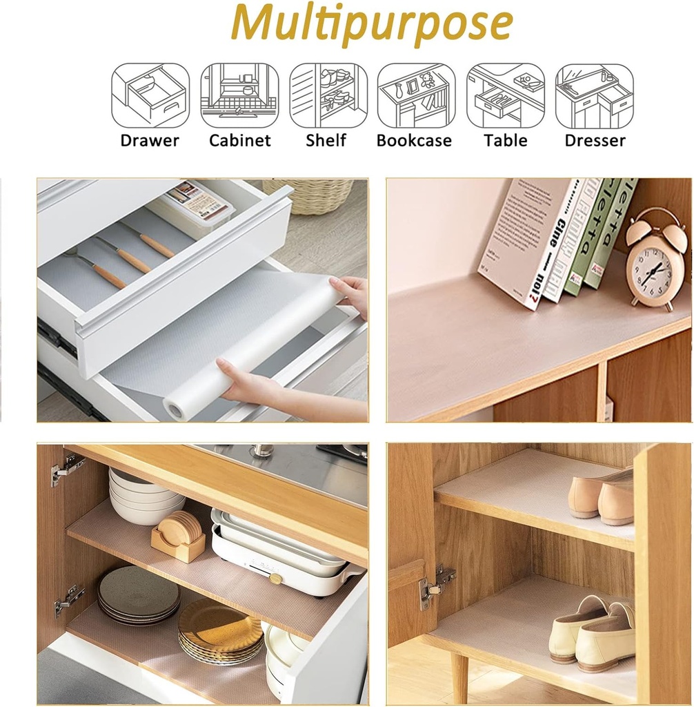 رول بطانة شفاف 3 متر وتربروف للأرفف والأدراج مانع للانزلاق قابل للقص والغسل