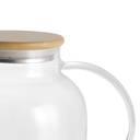 براد شاي زجاج شفاف 1800 ملي بغطاء خشبي ومصفاه داخلية للشاي والاعشاب