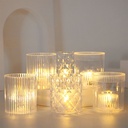 شمعة تعمل بالبطارية في قالب اكليريك ثري دي مثلثات شفاف