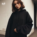 Be Your Self هودي اوفر سايز قطن بكابيشو باللون الاسود  للرجال والنساء