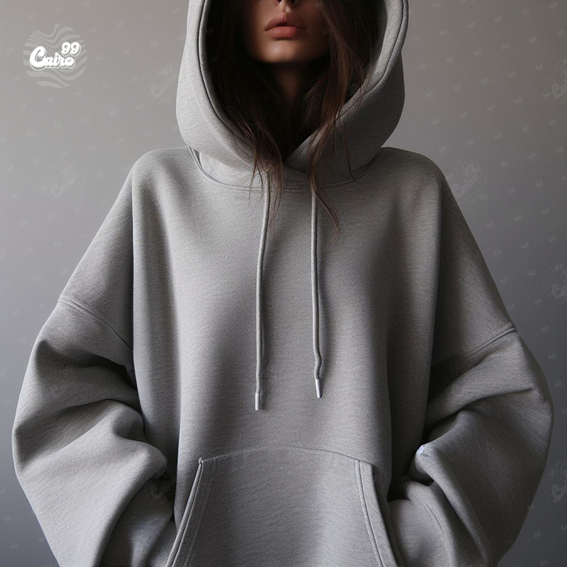 Do What Makes You Happy  هودي اوفر سايز قطن بكابيشو باللون الرمادي للرجال والنساء