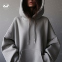 Do What Makes You Happy  هودي اوفر سايز قطن بكابيشو باللون الرمادي للرجال والنساء