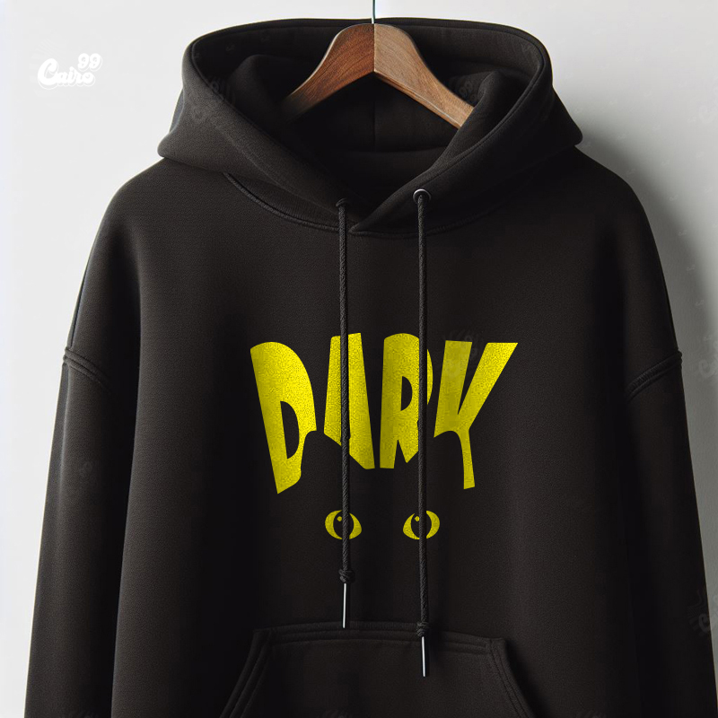 Dark هودي اوفر سايز قطن بكابيشو باللون الاسود  للرجال والنساء