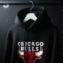 Chicago Bullsهودي اوفر سايز قطن بكابيشو باللون الاسود للرجال والنساء