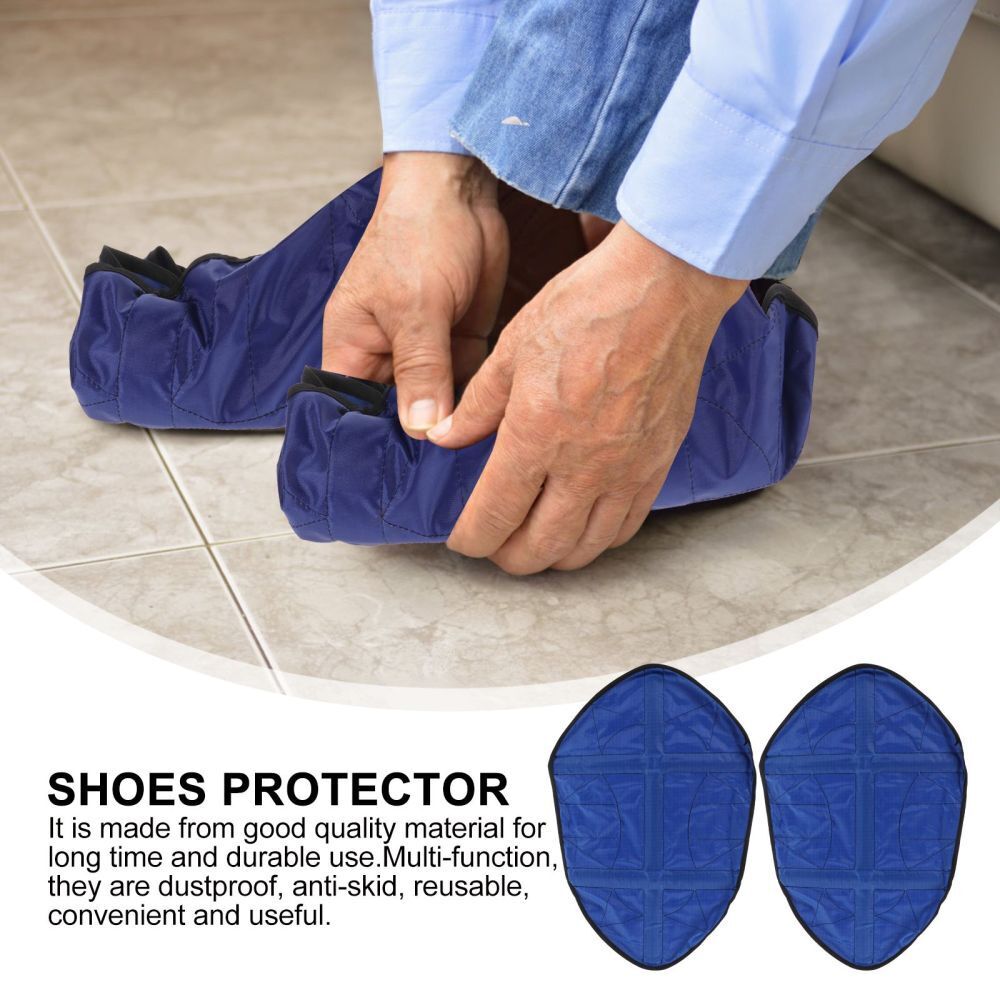 واقي احذية محمول قابل للطي بدون استخدام اليدين مقاوم للماء وقابلة لاعادة الاستخدام للسفر والعمال المنزليين و للمنزل