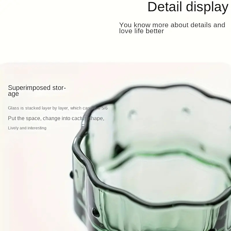 مجموعة اكواب زجاجية علي شكل صبار بيد 4 قطع لشرب و تقديم العصائر و المشروبات الساخنة 250 ملي 