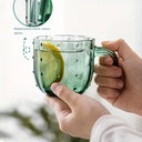 مجموعة اكواب زجاجية علي شكل صبار بيد 4 قطع لشرب و تقديم العصائر و المشروبات الساخنة 250 ملي 