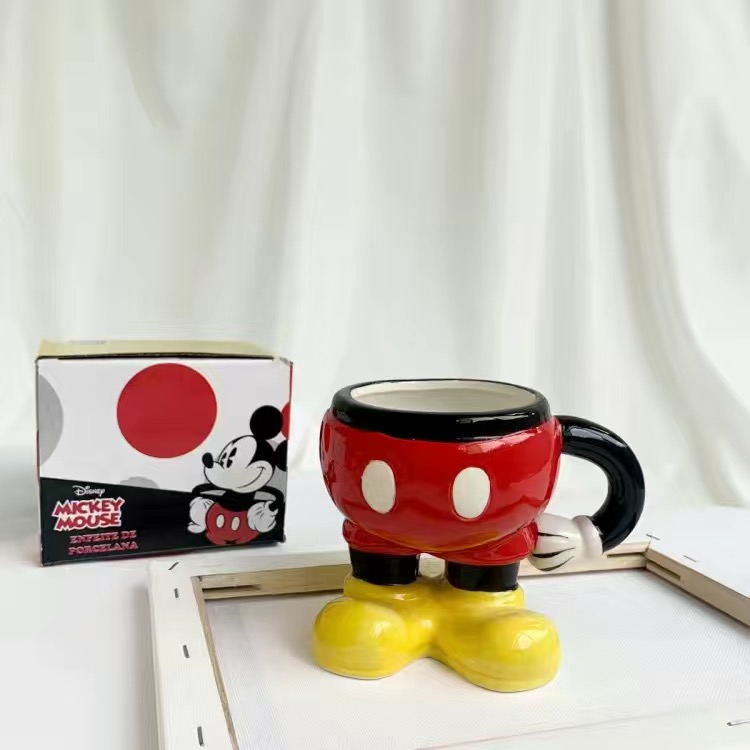 طقم مج ميكي و ميني ماوس سيراميك مجسم  بيد للكابلز لشرب المشروبات و العصائر