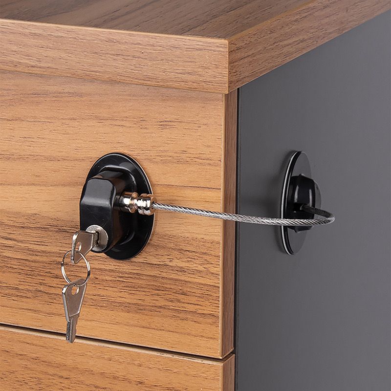 قفل أمان معدني بمفتاح لغلق الادراج والابواب والشبابيك لحماية الأطفال