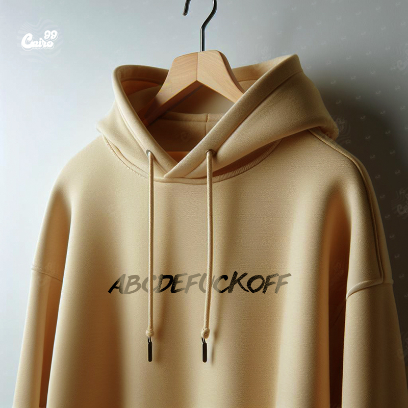AbcdefuckOff هودي اوفر سايز قطن باللون البيج   