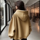 Abstract  هودي اوفر سايز قطن باللون البيج  