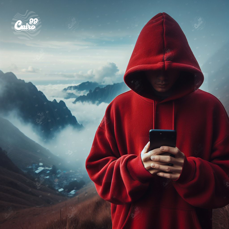 Graphic designer هودي اوفر سايز قطن باللون الاحمر