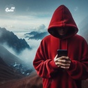 Graphic designer هودي اوفر سايز قطن باللون الاحمر