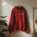 My Heart says yes , My Brain says wtf هودي  اوفر سايز قطن باللون الاحمر